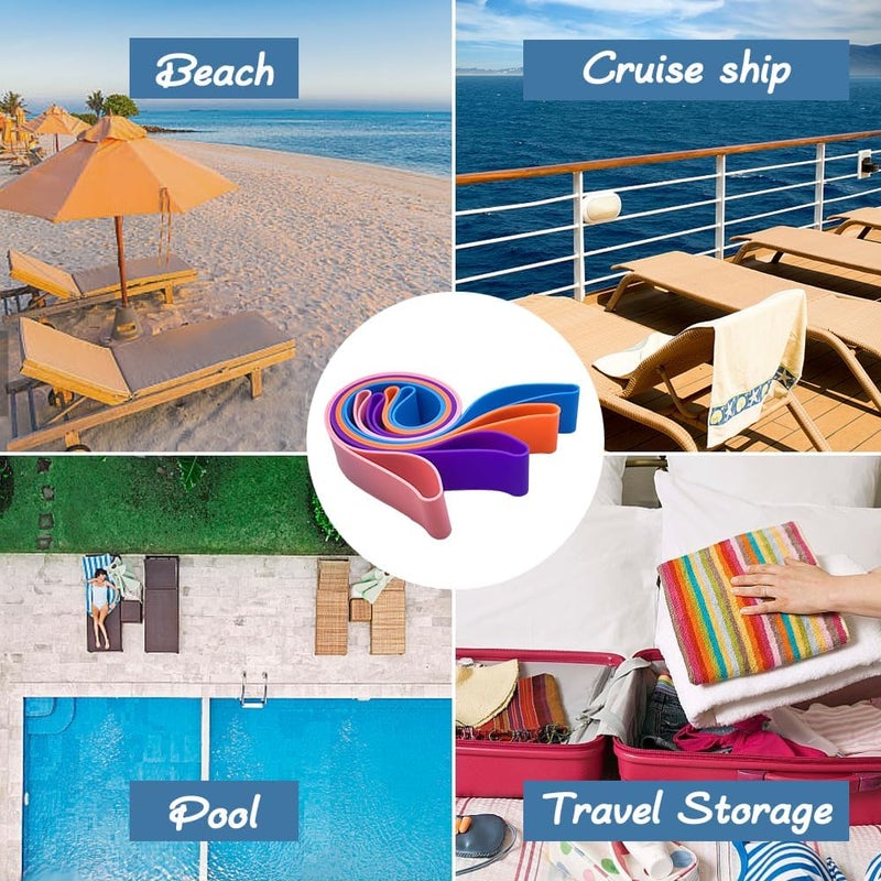 UHUZZ Towel Bands for Cruise & Beach Chairs - Cruise & Beach Pool Chairs Ship Essentials - Must Haves Alternative to Beach Towel Clips - Vacation Towel Bands Accessory Gifts - Thicken Towel Bands 8 PCS - Image 5